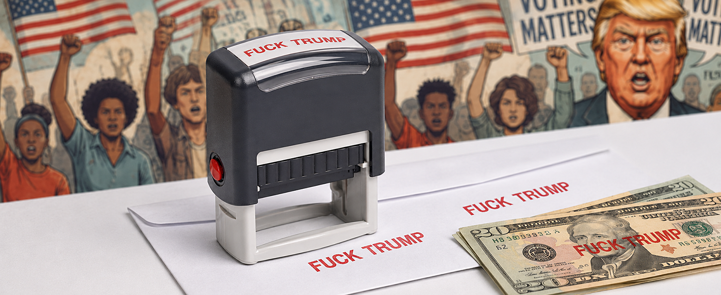 Fuck Trump Stamp product lifestyle scene