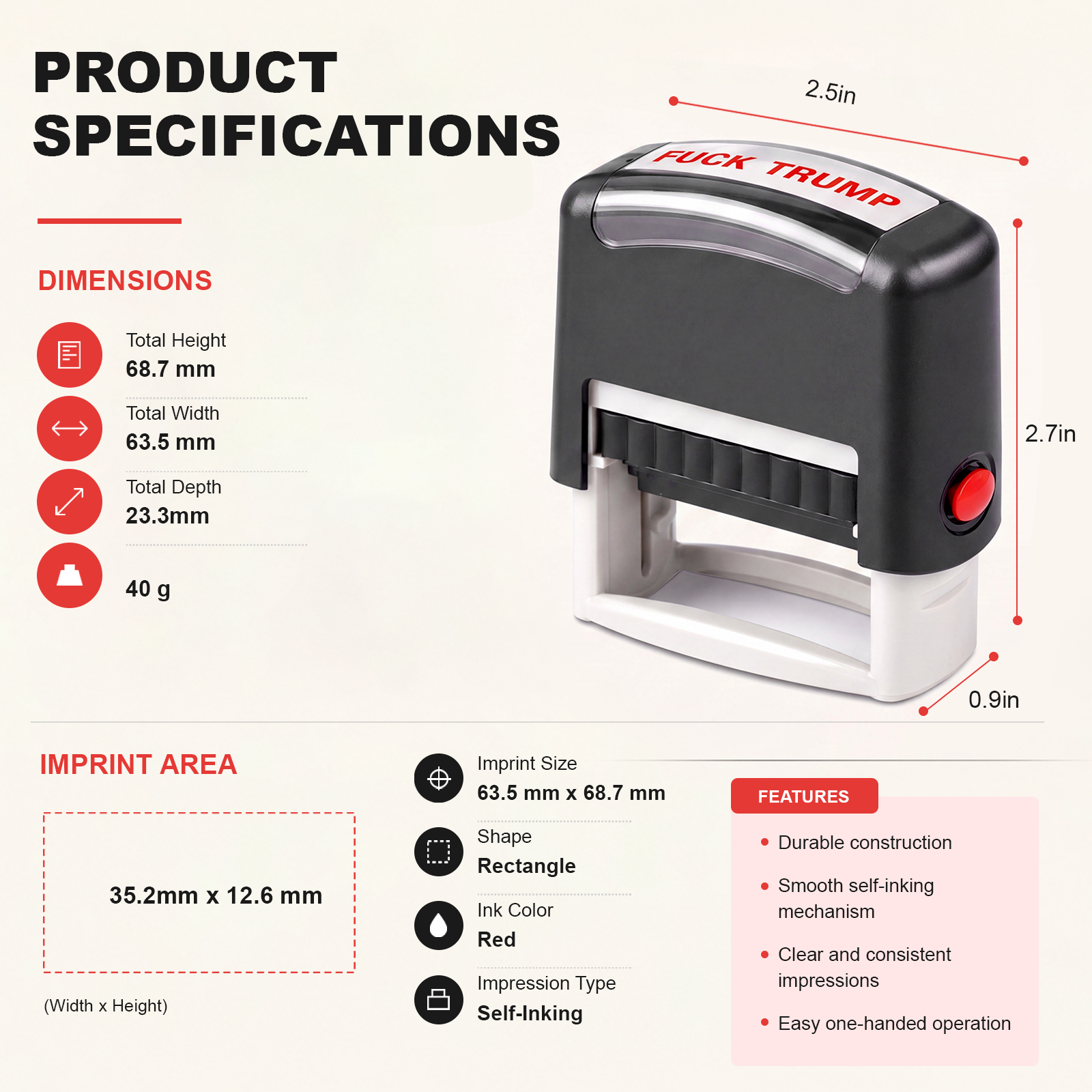 Product dimensions